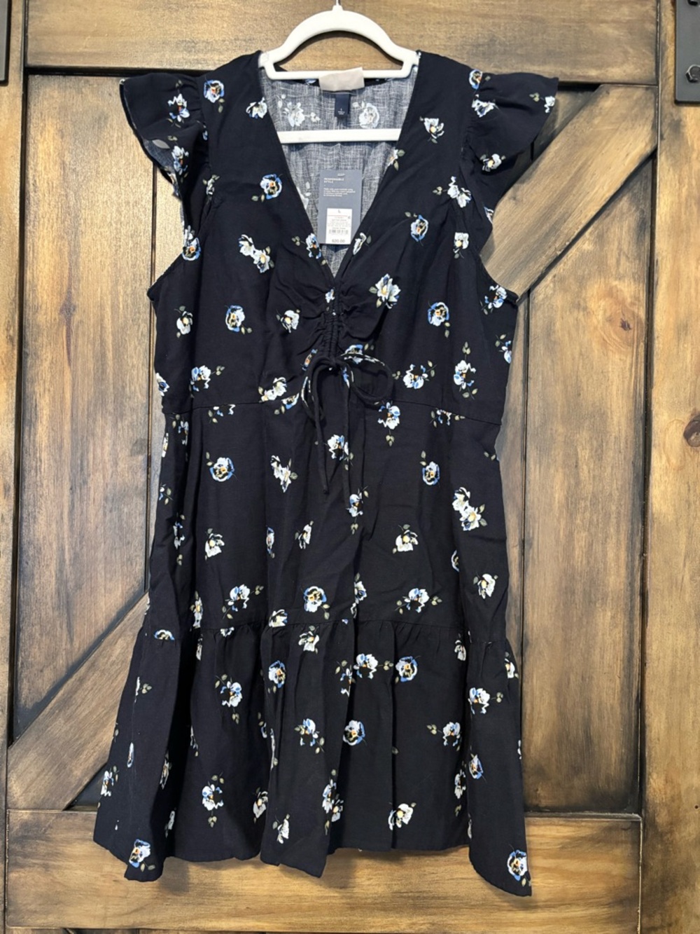 Universal Thread Navy Floral Tie-Front Dress